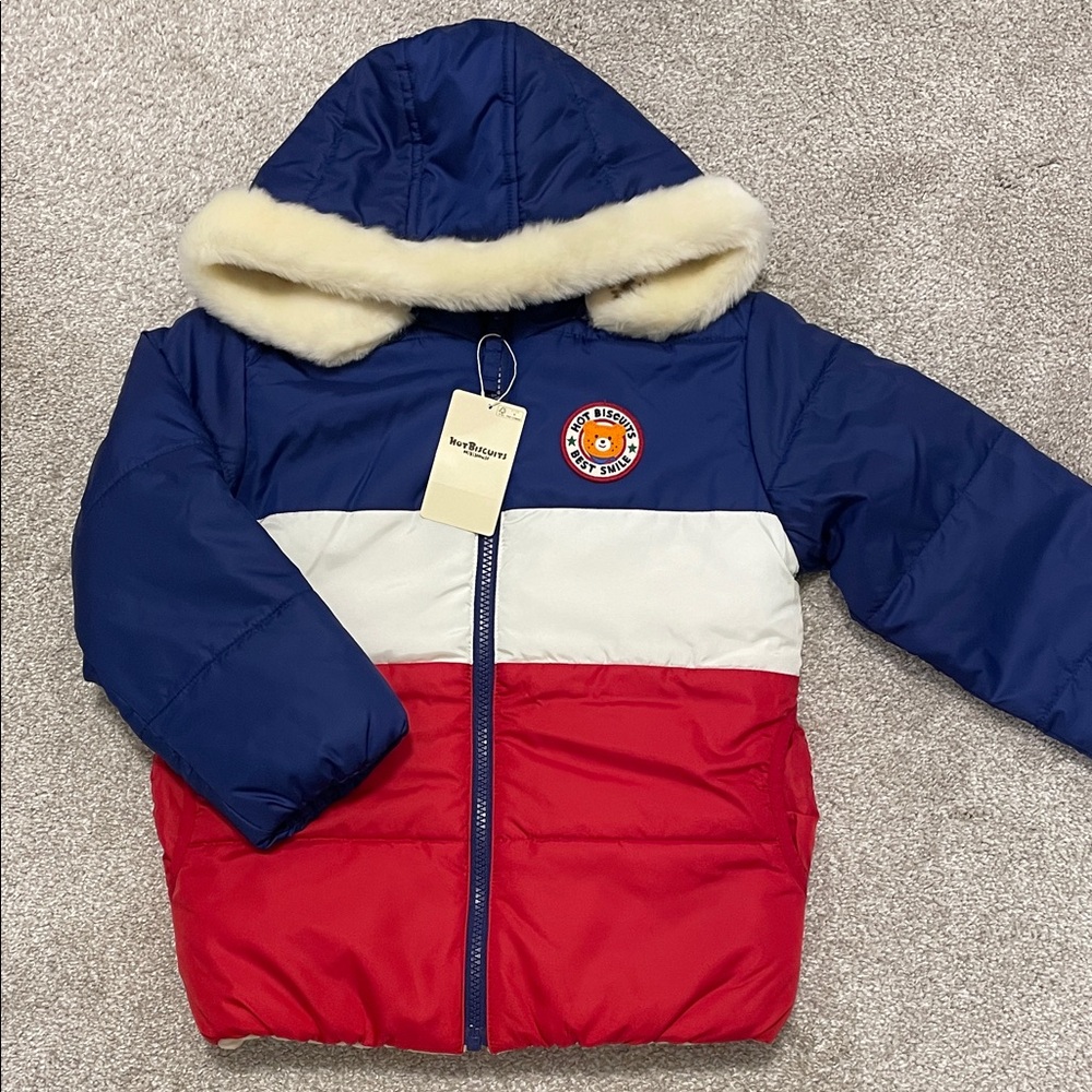 🆕 MikiHouse - Hot Biscuits Kids Colorblock Hooded Puffer Jacket